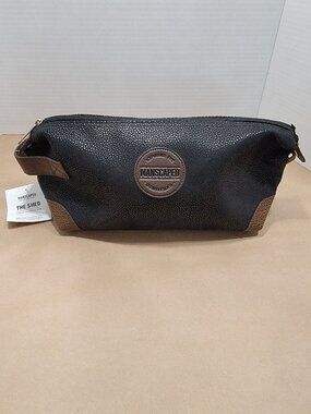 Manscaped Mens Toiletry/Travel Bag Black with Brown Trim, NEW with Tag